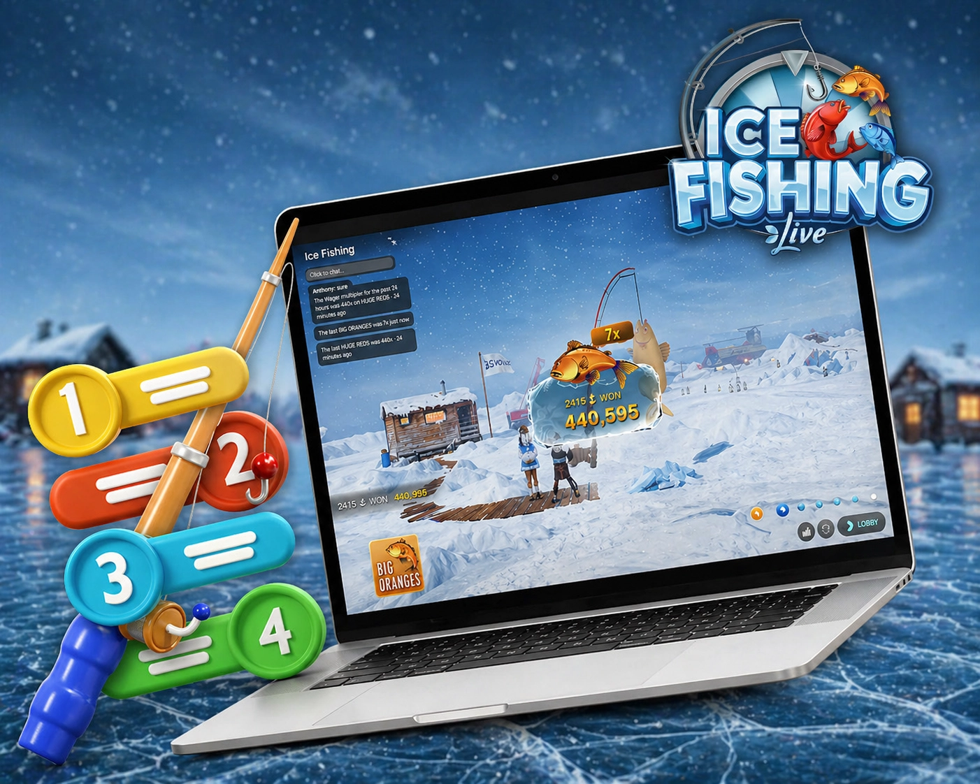 Ice Fishing live game gameplay features and winning mechanics